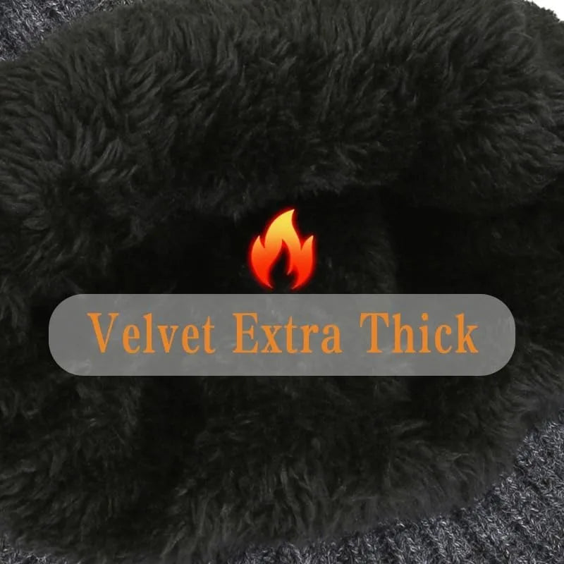 Men's Winter Knitted Bomber Hat with Faux Fur Lining and Earmuffs