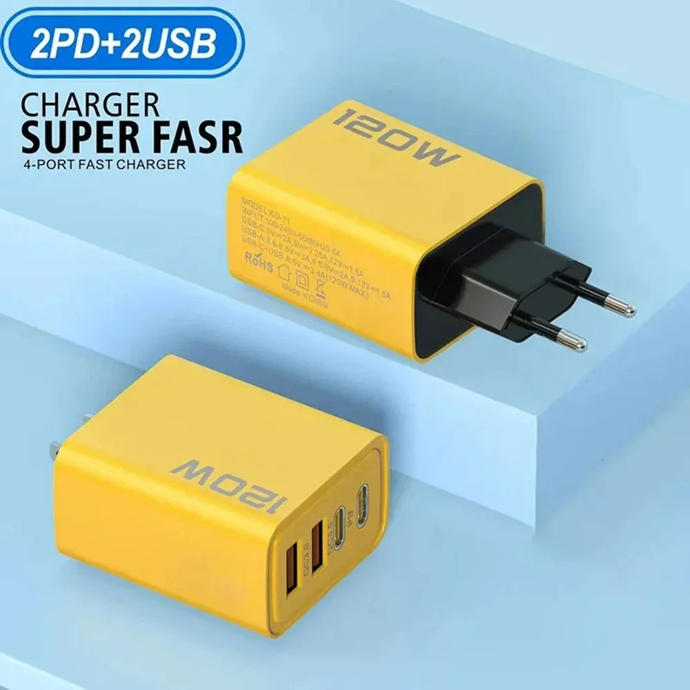 4-Port USB-C PD & Quick Charge 3.0 Fast Charging Adapter