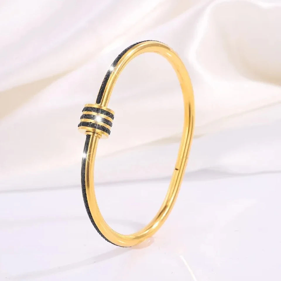 ZAKOL Zirconia Inlaid Stainless Steel Stackable Bracelet Set