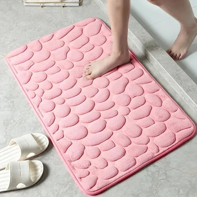 Embossed Pebble Anti-Slip Fiber Bath Mat