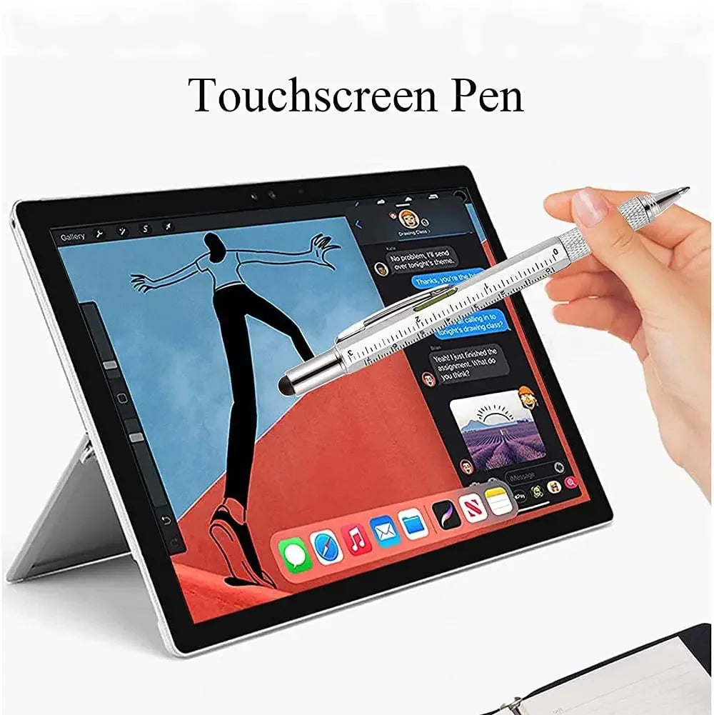 7-in-1 Multifunctional Stylus Pen with Screwdriver, Ruler, and Level Gauge