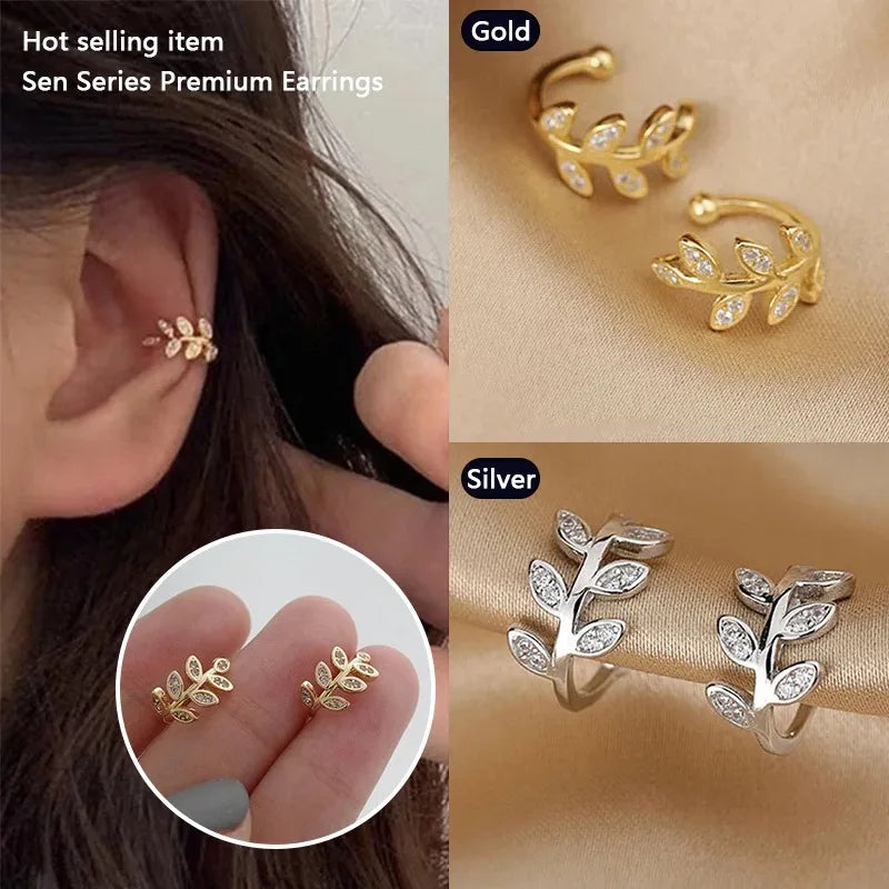 EVISPOL Metal Leaf Ear Cuff Non-Piercing Cartilage Clip-On Earring