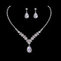 Women's Zircon Necklace and Dangle Earrings Wedding Jewelry Set