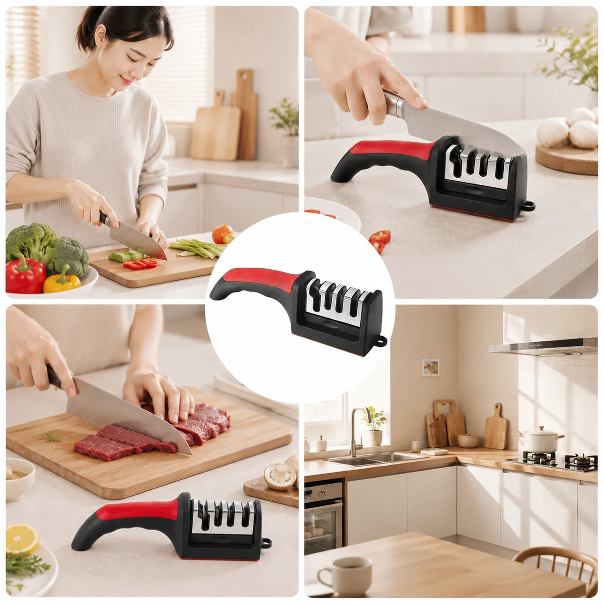 4-Segment Stainless Steel Kitchen Knife Sharpener