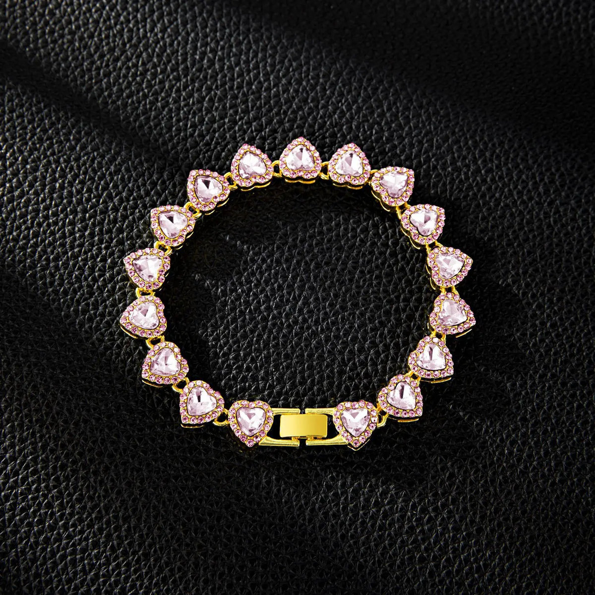 Yupsk Heart Rhinestone Hip Hop Tennis Chain Necklace and Bracelet Set