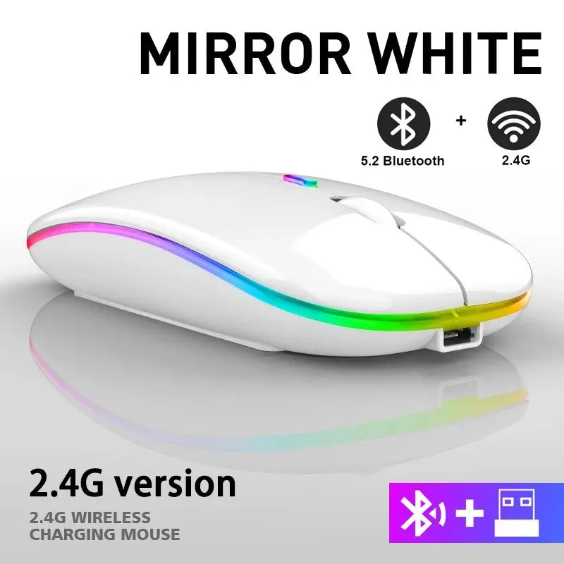 RGB Rechargeable Wireless Bluetooth Gaming Mouse, 3600 DPI Ergonomic LED Mouse for PC and Laptop
