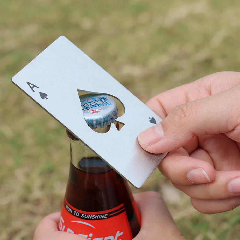 Stainless Steel Ace of Spades Credit Card Bottle Opener