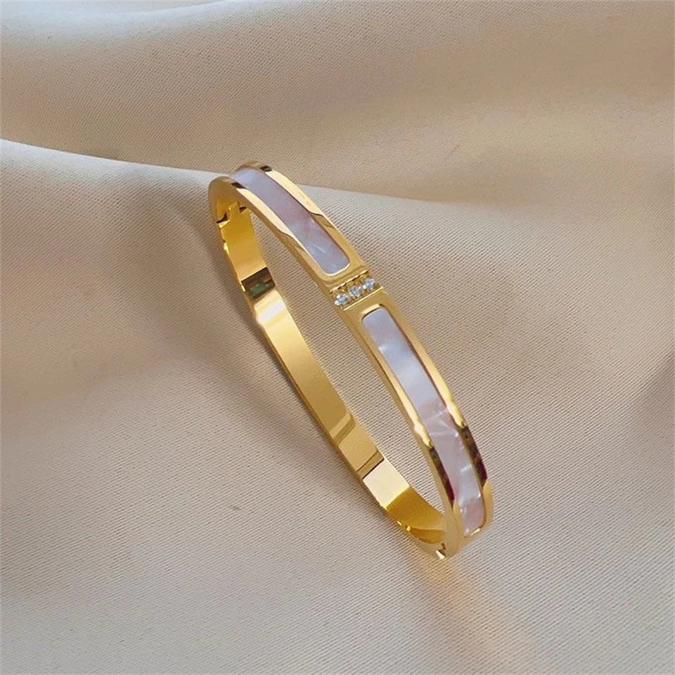 ZAKOL Zirconia Inlaid Stainless Steel Stackable Bracelet Set