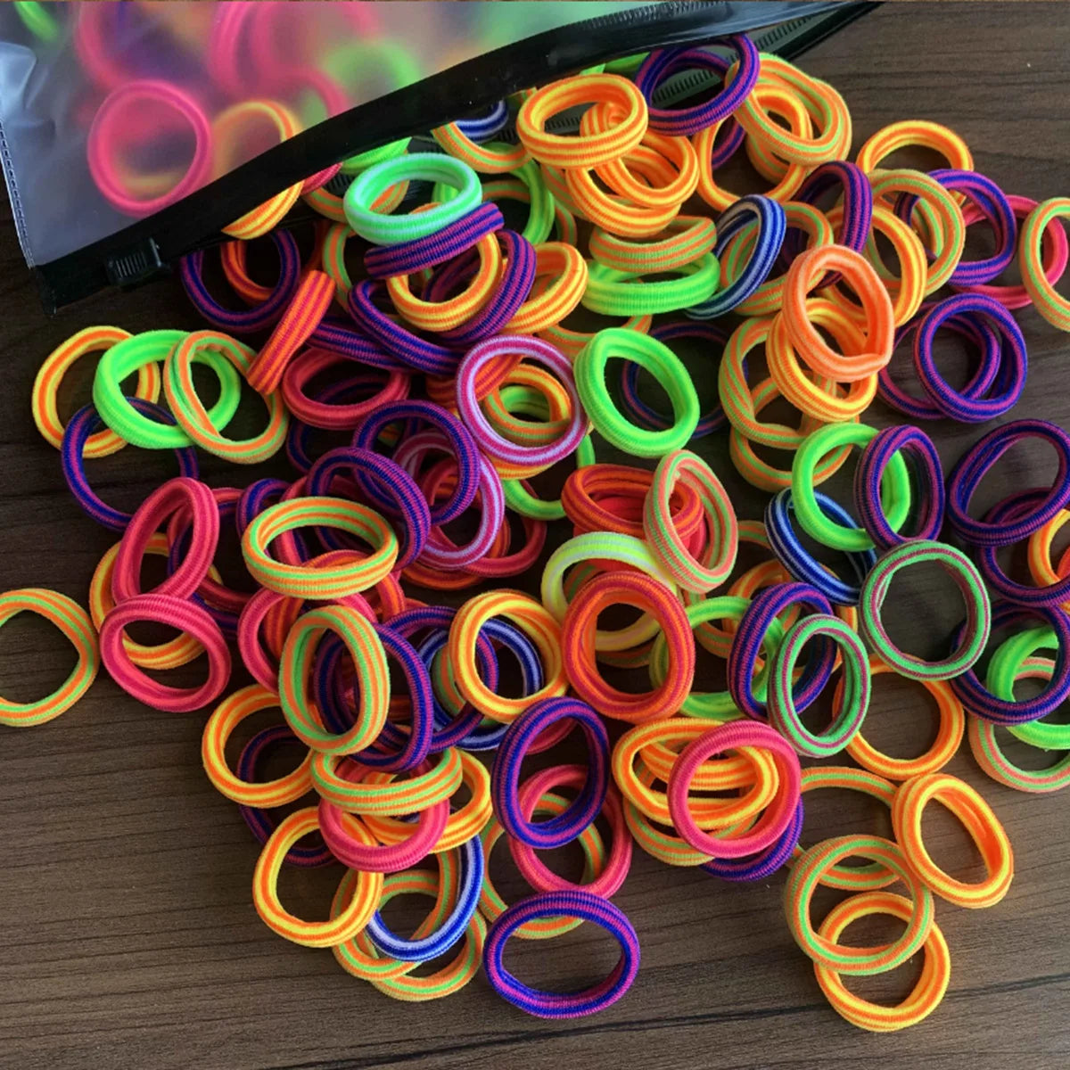 50/100Pcs Colorful Nylon Elastic Hair Ties for Kids