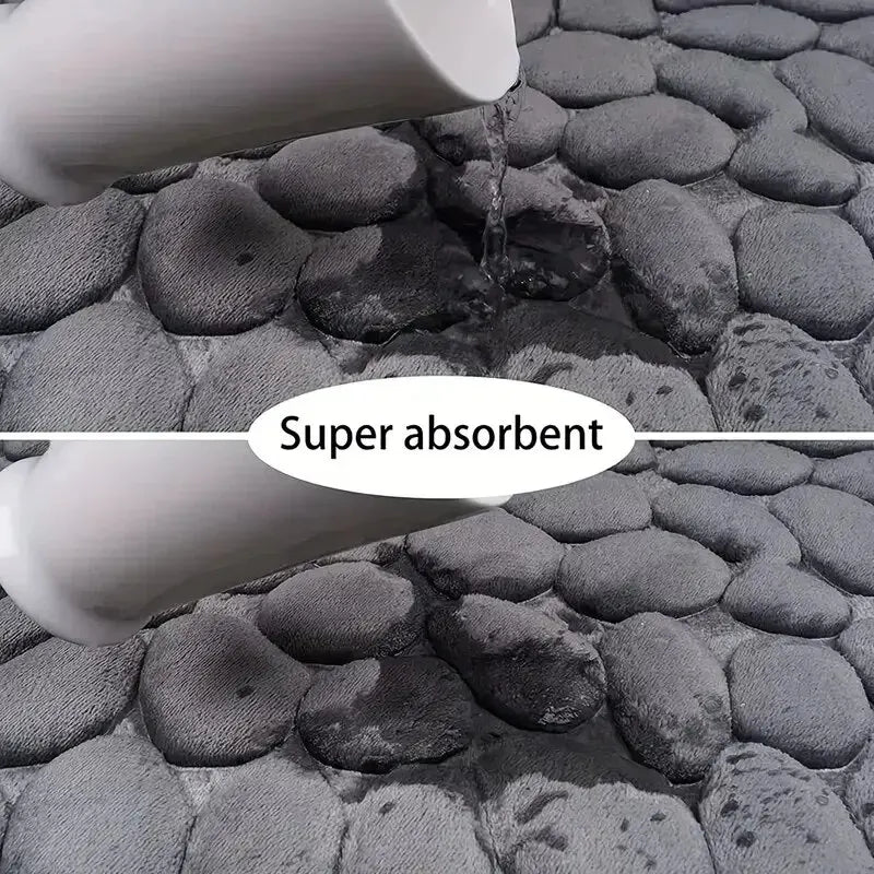 Embossed Pebble Anti-Slip Fiber Bath Mat
