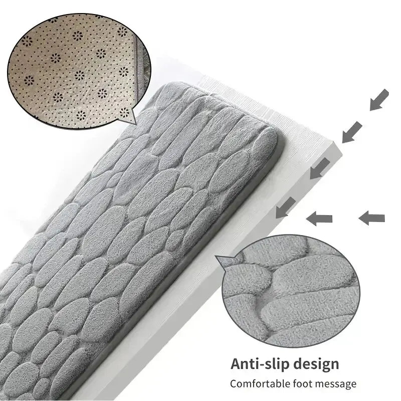Embossed Pebble Anti-Slip Fiber Bath Mat