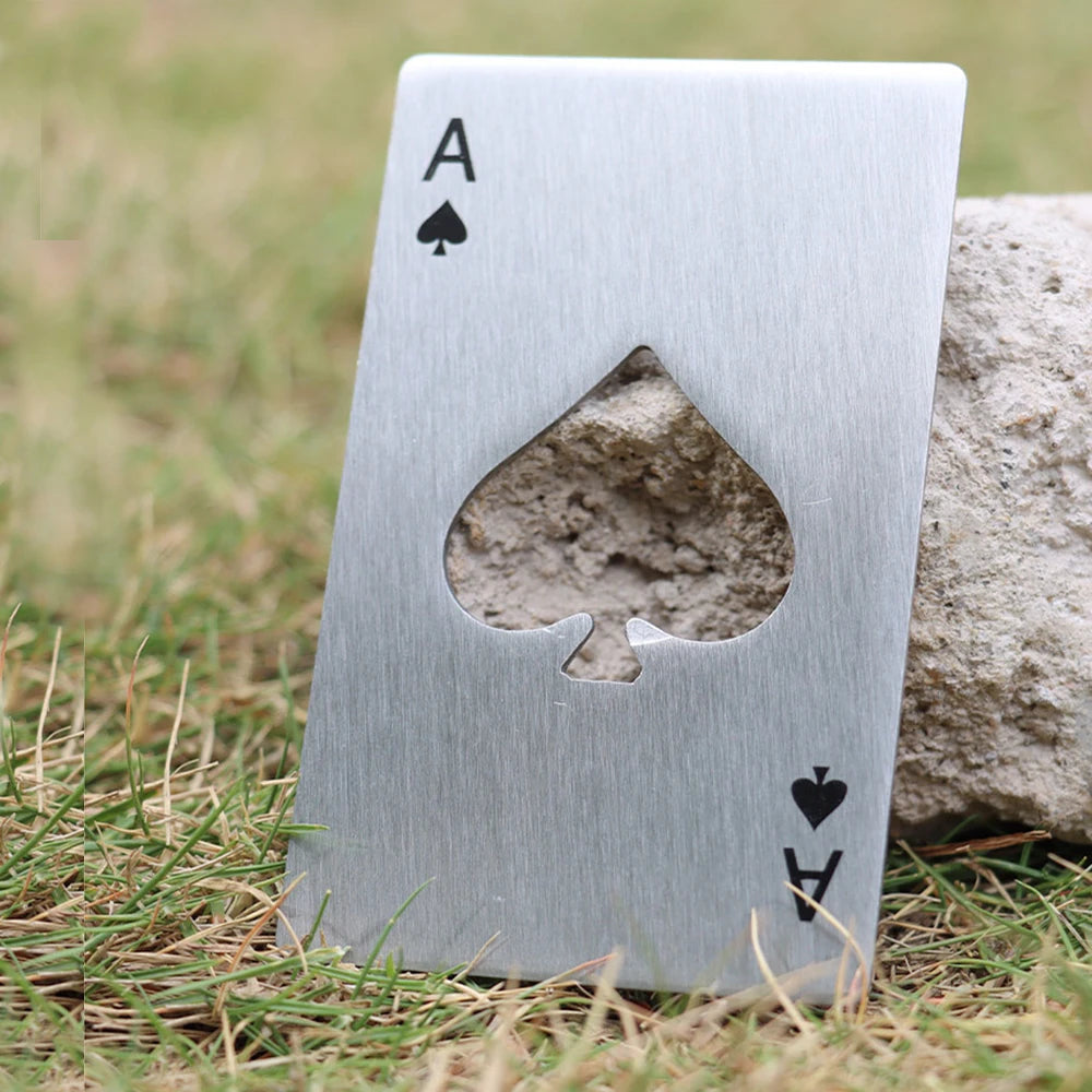 Stainless Steel Ace of Spades Credit Card Bottle Opener