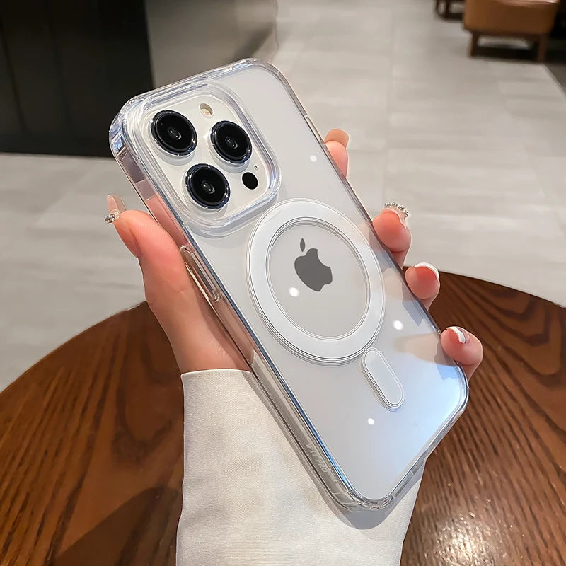 Magnetic Transparent Shockproof Case for iPhone 11-16 Series