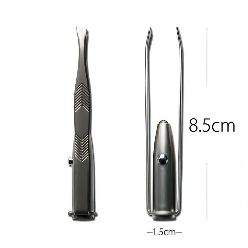 1PC Portable Stainless Steel Eyebrow Tweezer with Smart LED Light