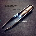 1PC Portable Stainless Steel Eyebrow Tweezer with Smart LED Light