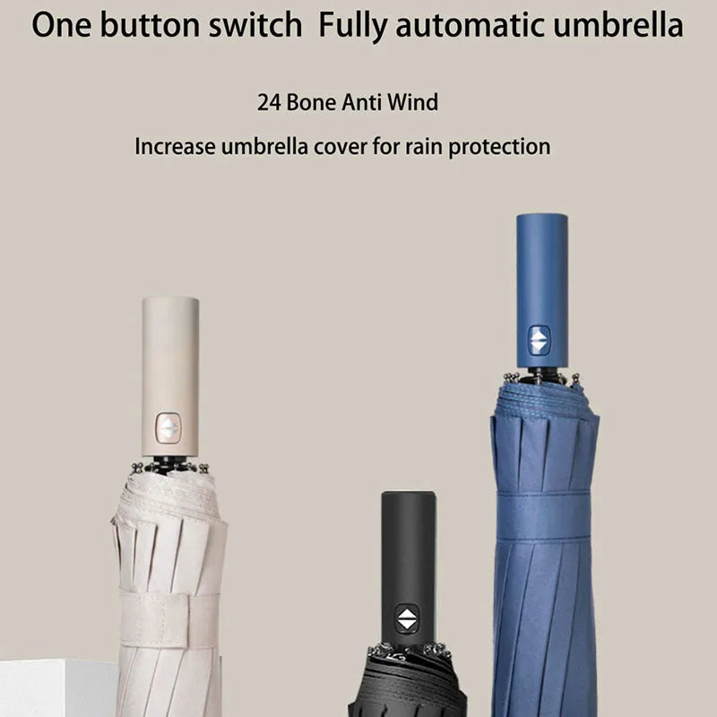 Reinforced 24-Bone Wind-Resistant Business Umbrella with UV Protection