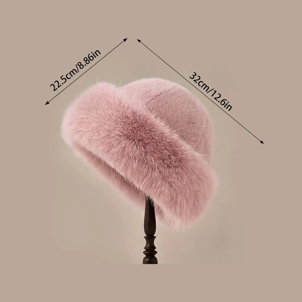 Women's Thick Faux Fur Winter Hat for Skiing and Outdoor Warmth