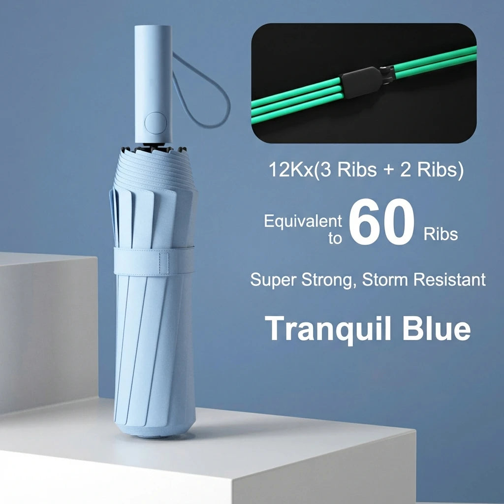 24-Bone Wind-Resistant Business Umbrella with UV Protection