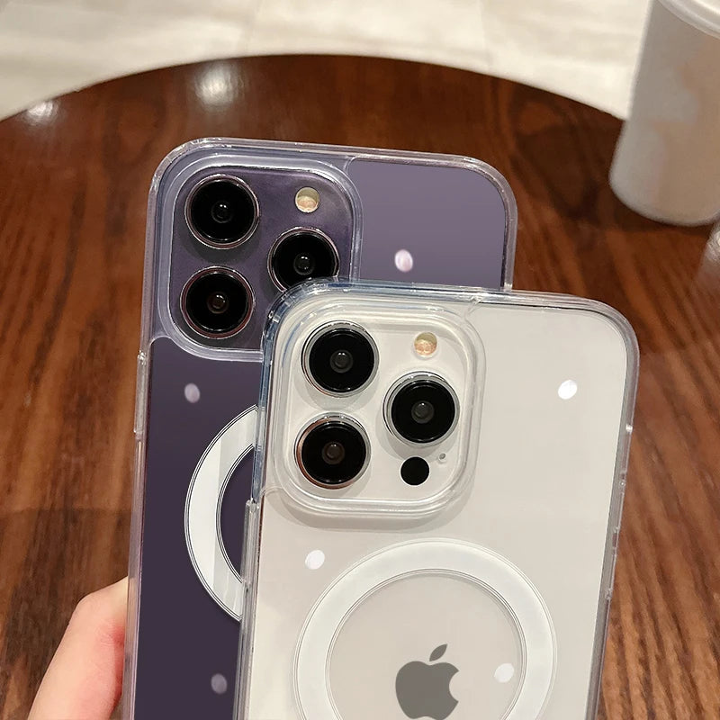Magnetic Transparent Shockproof Case for iPhone 11-16 Series
