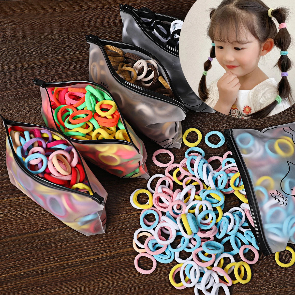 50/100Pcs Colorful Nylon Elastic Hair Ties for Kids
