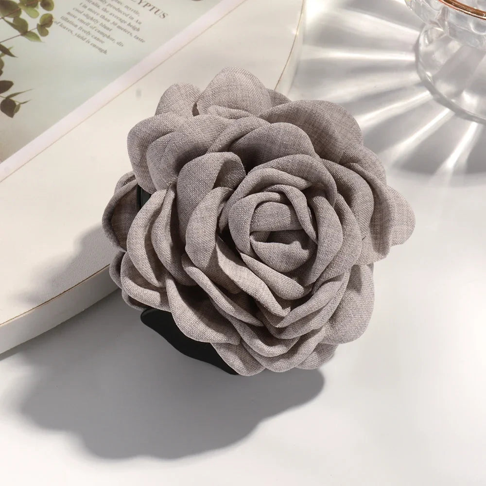 Medium Cotton Rose Flower Hair Claw Clip for Women