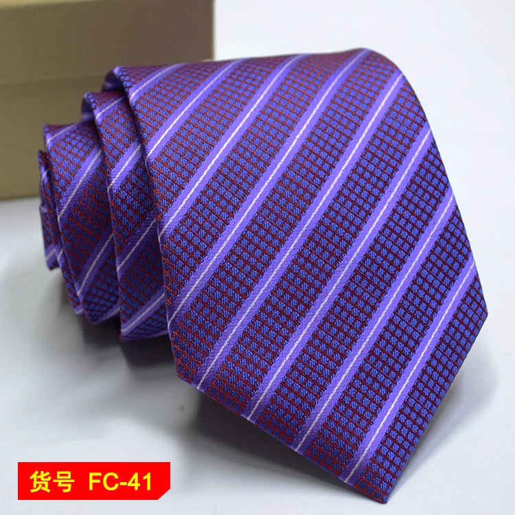 Men's 7-8cm Jacquard Necktie with Floral and Stripe Patterns