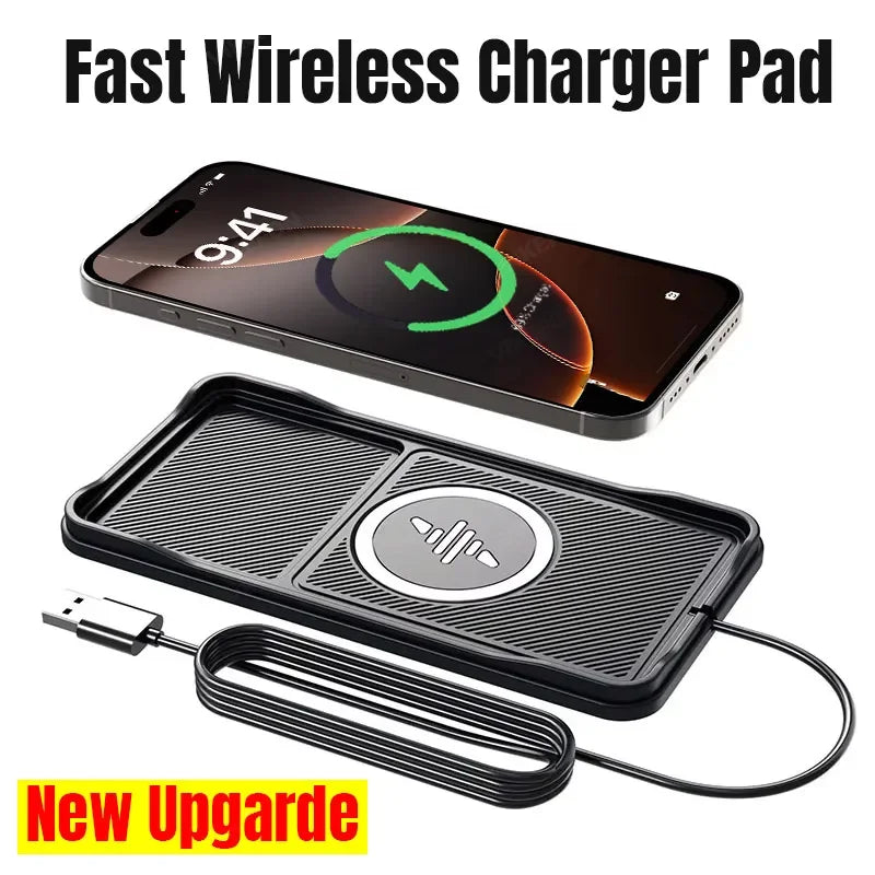 Universal Fast Wireless Car Charging Pad with USB Cable