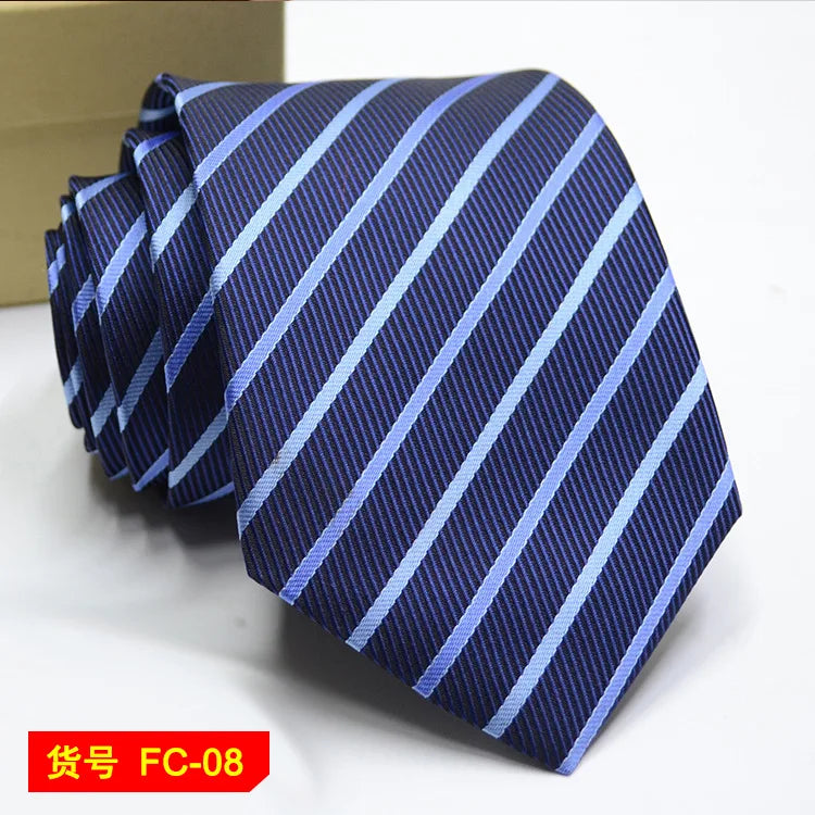 Men's 7-8cm Jacquard Necktie with Floral and Stripe Patterns