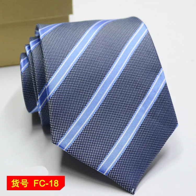 Men's 7-8cm Jacquard Necktie with Floral and Stripe Patterns