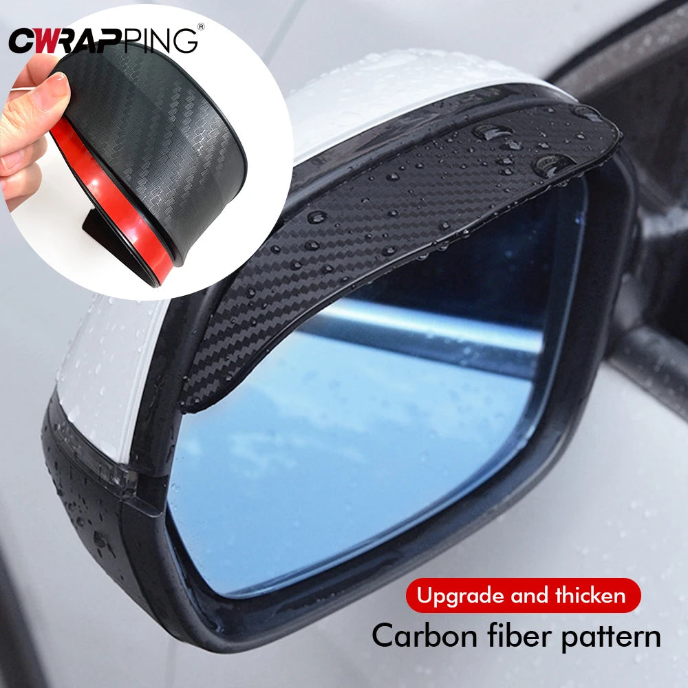 2pcs Carbon Fiber Car Rearview Mirror Rain Eyebrows